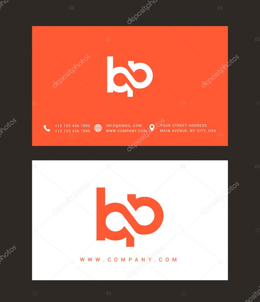 B and P Letters Logo, with Business Card Templates. Vector