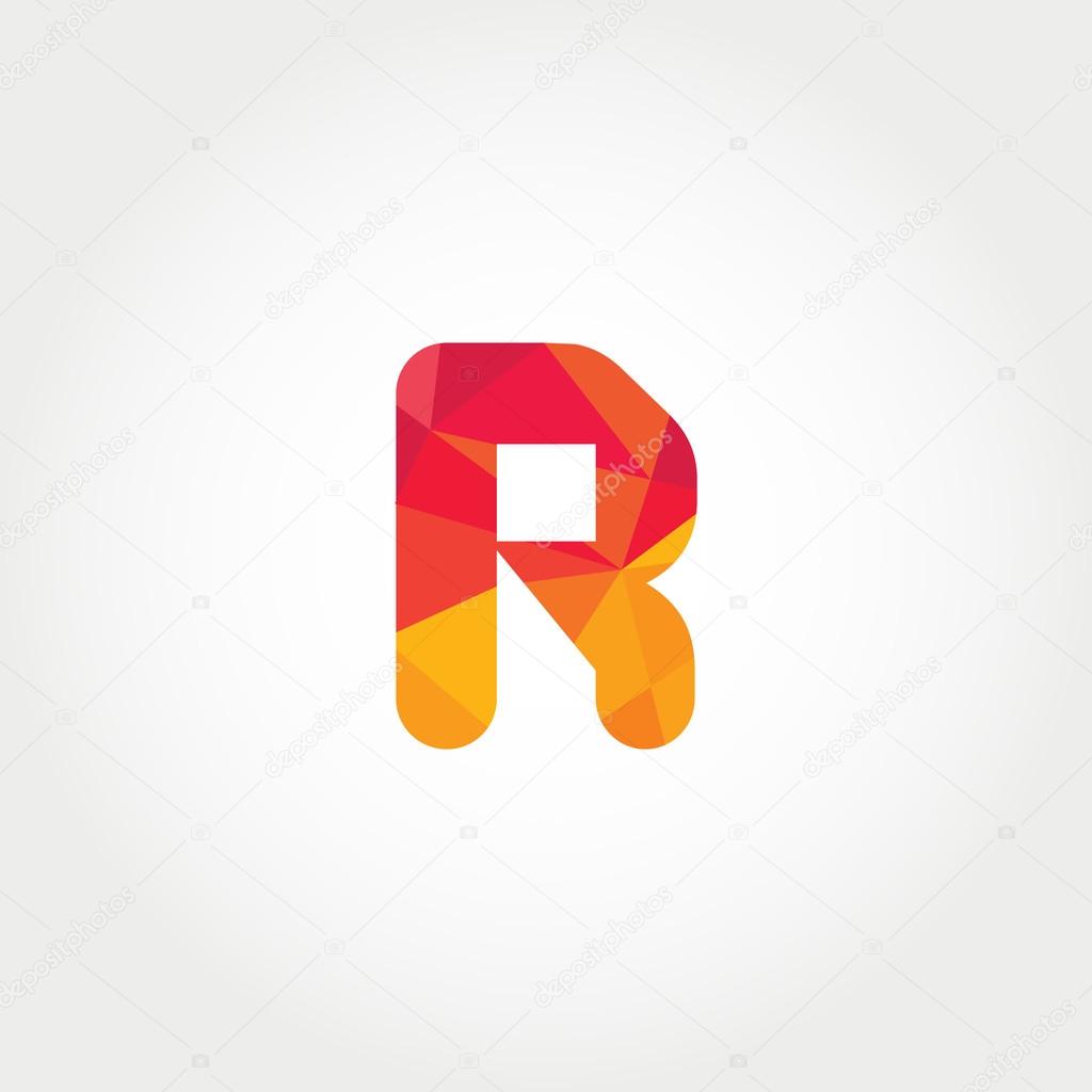 R Letter Logo, Icon, Filled with Geometric Pattern. Vector Element.