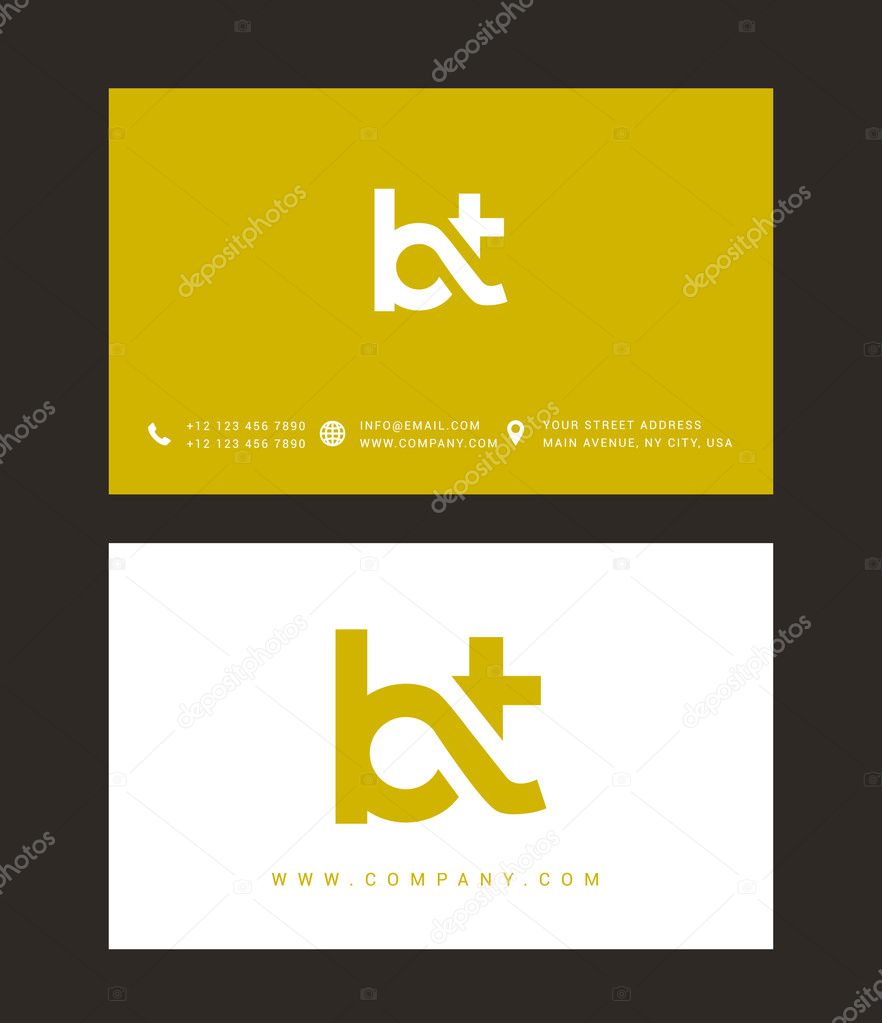 B and T Letters Logo, with Business Card Templates. Vector