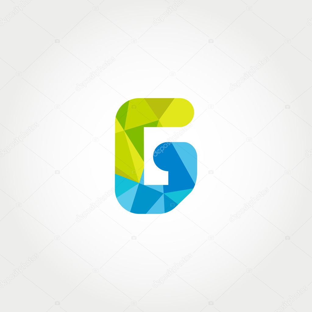 G Letter Logo, Icon, Filled with Geometric Pattern. Vector Element.