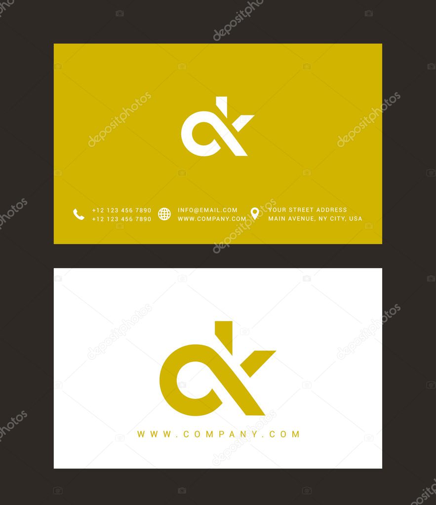 C and K Letters Logo, with Business Card Templates. Vector