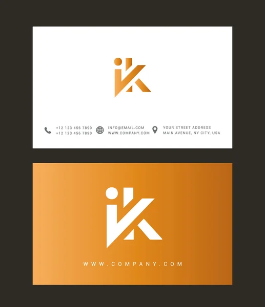 Logotipo de letras I y K — Vector de stock