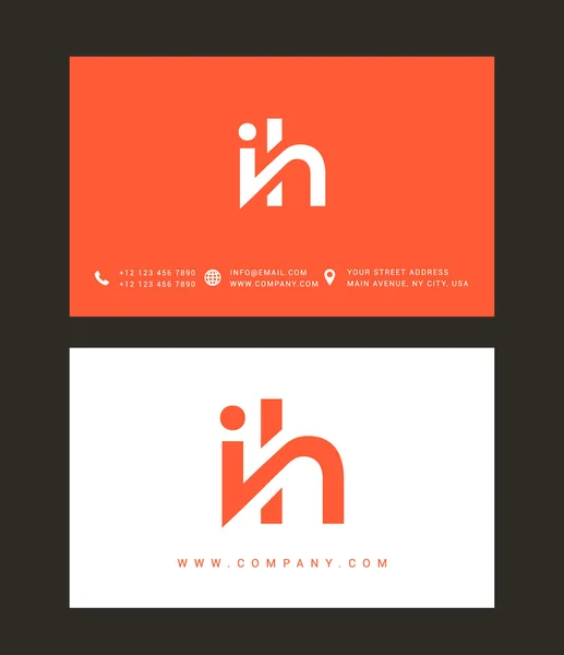 Logotipo de letras I e H — Vetor de Stock