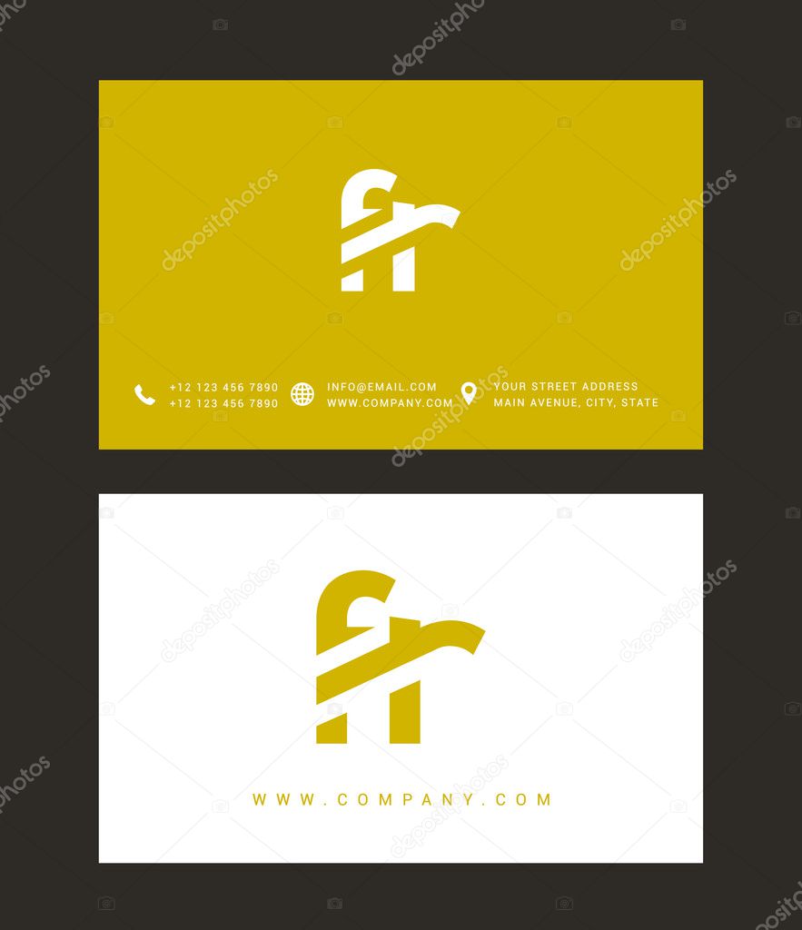 F and R Letters Logo, with Business Card Templates. Vector