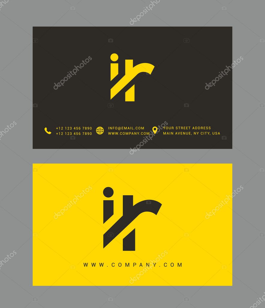I and R Letters Logo, with Business Card Templates. Vector