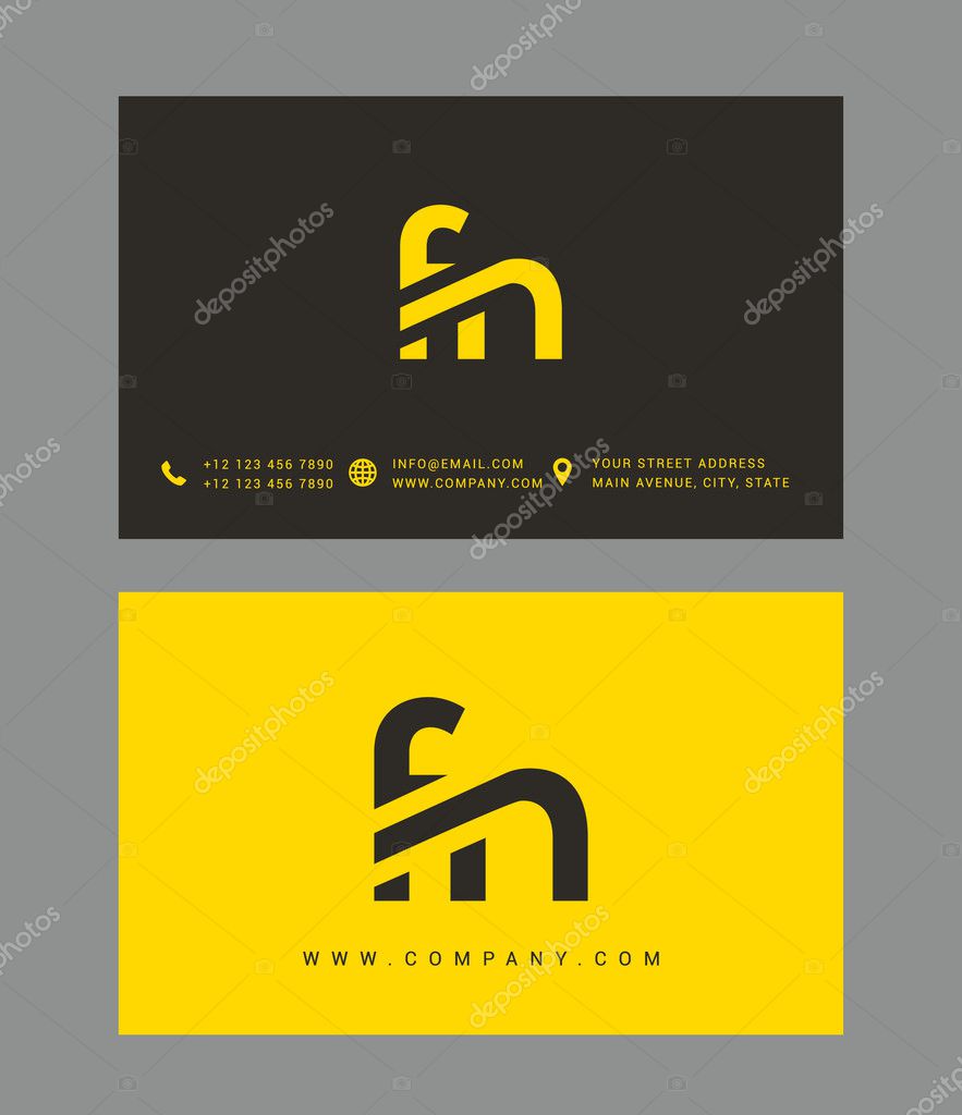 F and N Letters Logo, with Business Card Templates. Vector
