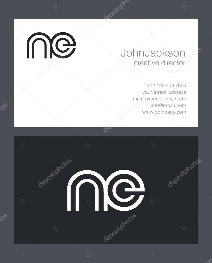 M & E Letter Logo, with Business Card Template Vector illustration