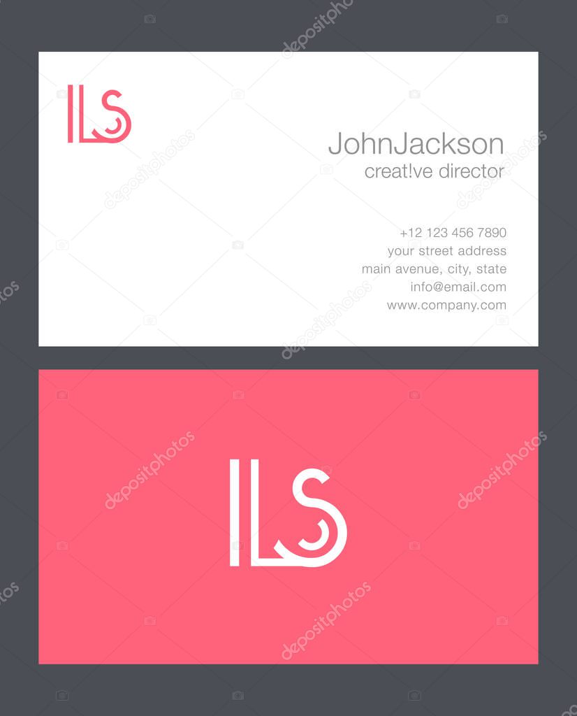L & S Letter Logo, with Business Card Template Vector illustration