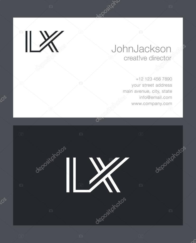 L & X Letter Logo, with Business Card Template Vector illustration