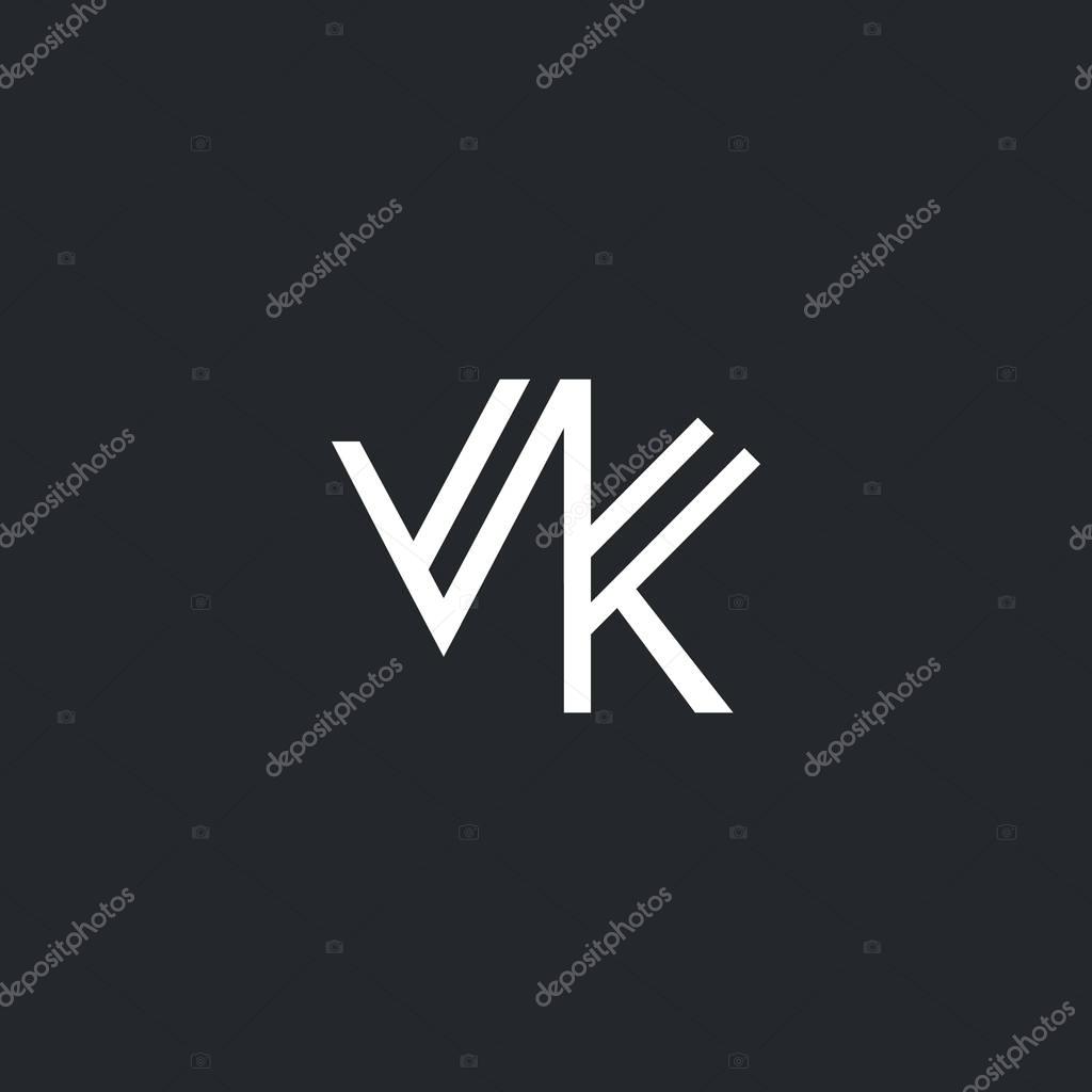 V & K Letter Logo, with Business Card Template Vector illustration