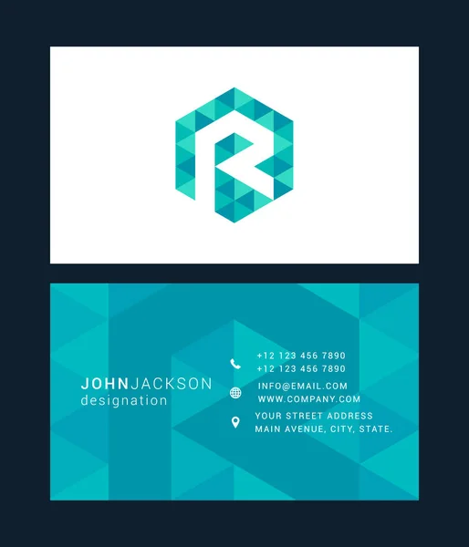 Business card template with letter R — Stockový vektor