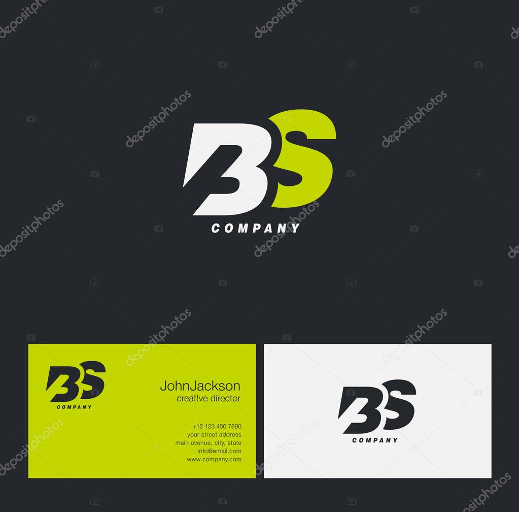 B & S Letter Logo, with Business Card Template Vector illustration