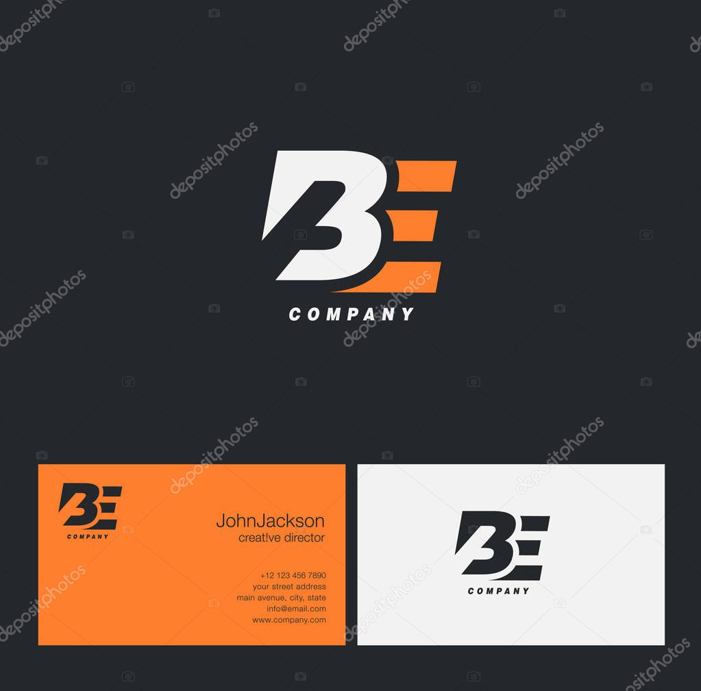 B & E Letter Logo, with Business Card Template Vector illustration