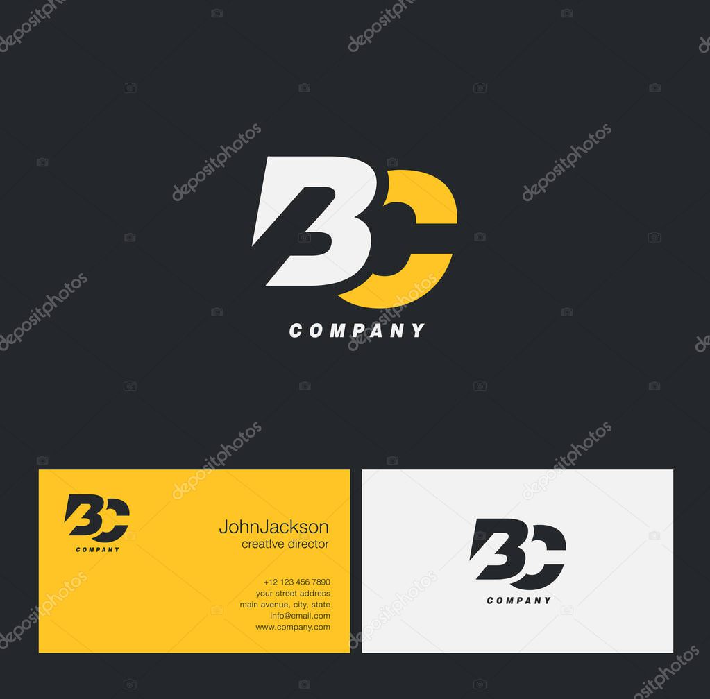 B & C Letter Logo, with Business Card Template Vector illustration, corporate identity