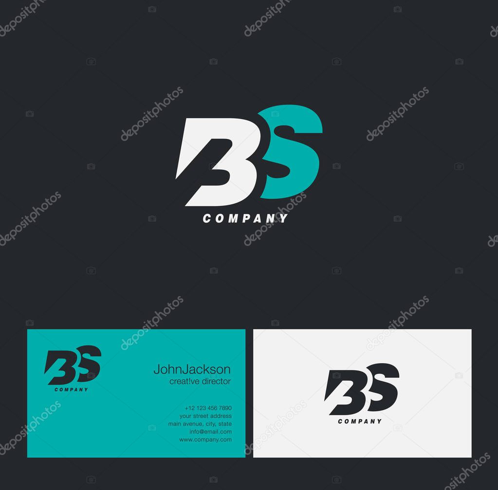 B & S Letter Logo, with Business Card Template Vector illustration