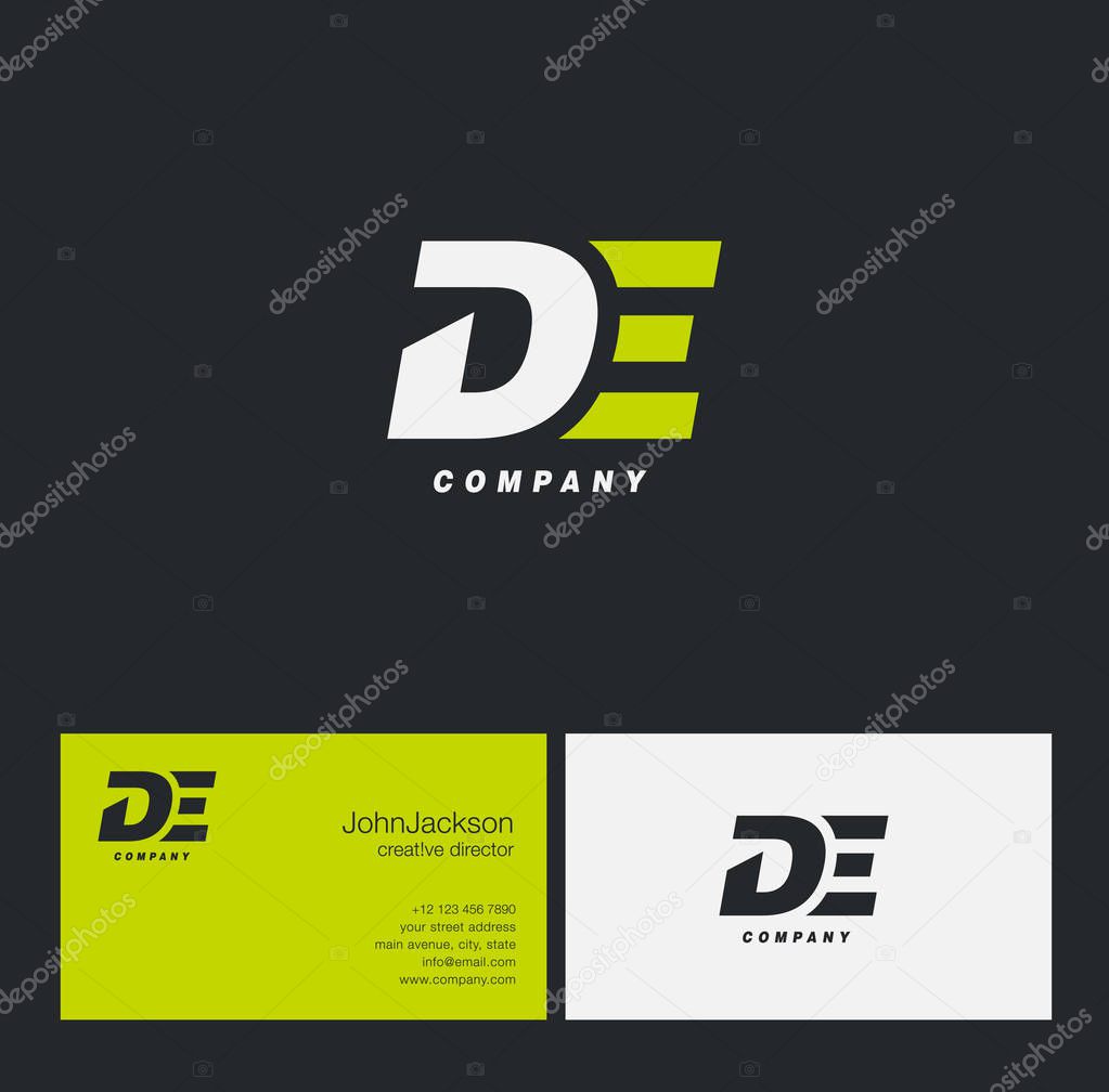 D & E Letter Logo, with Business Card Template Vector illustration