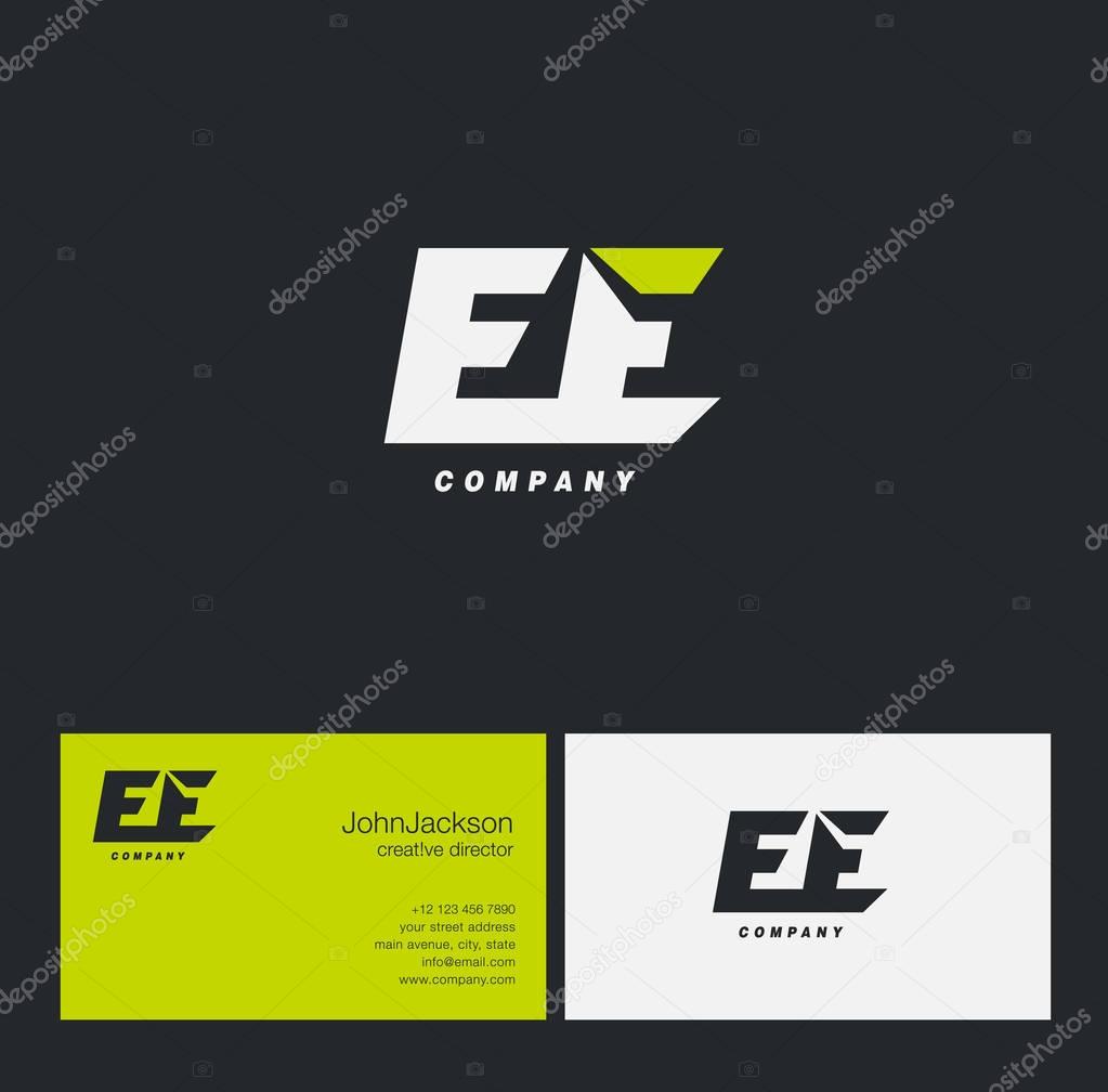 E & E Letter Logo, with Business Card Template Vector illustration