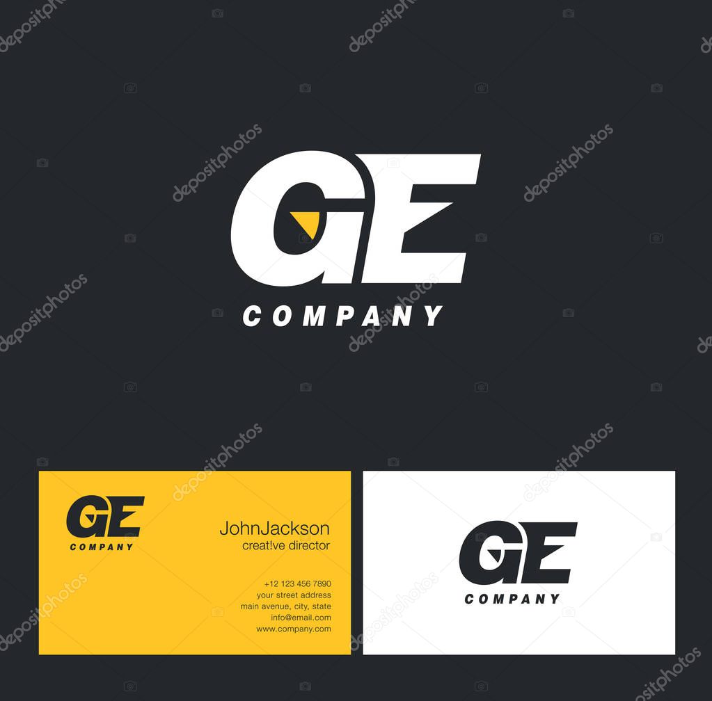 G & E Letter Logo, with Business Card Template Vector illustration