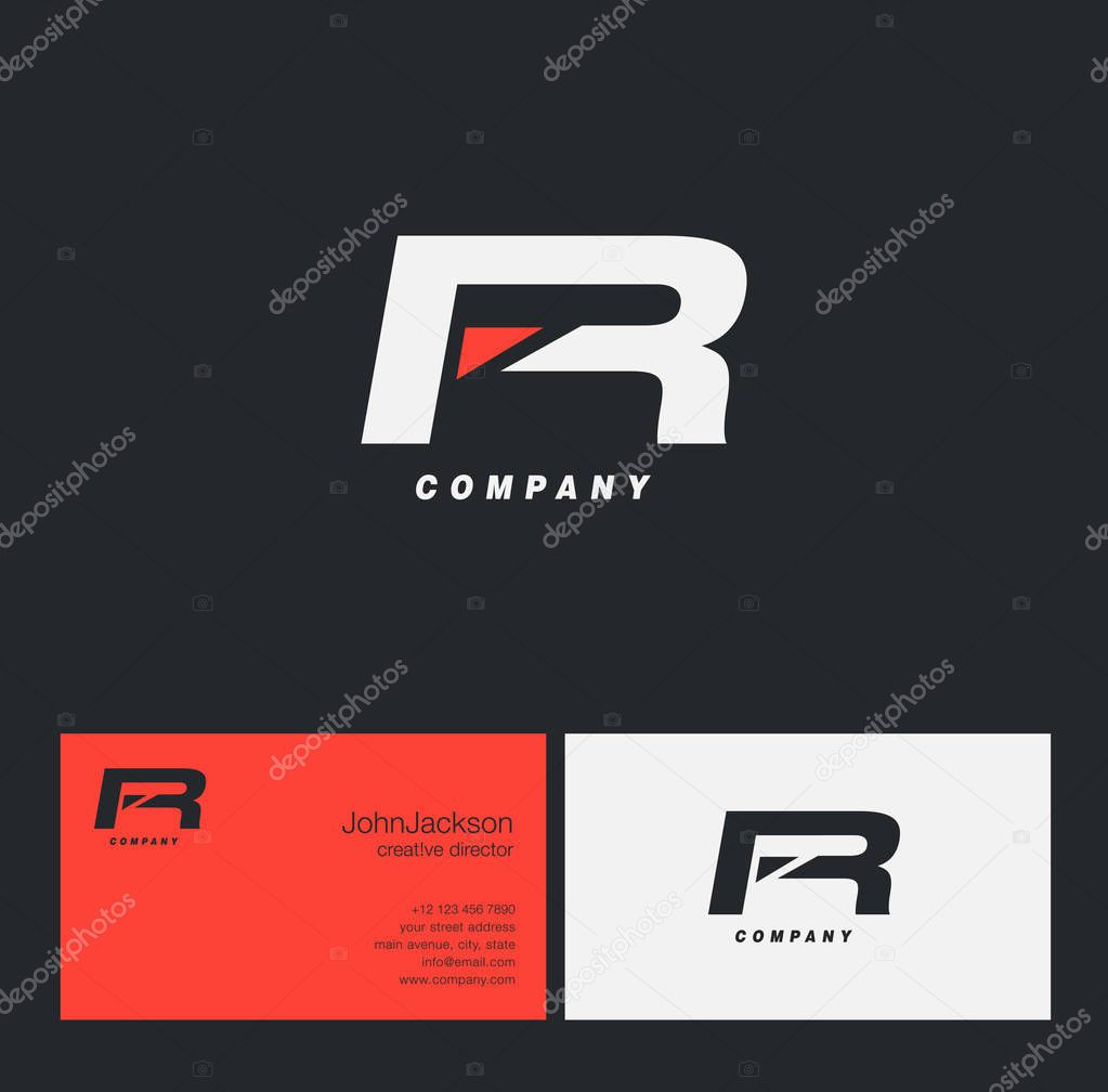 F & R Letter Logo, with Business Card Template Vector illustration