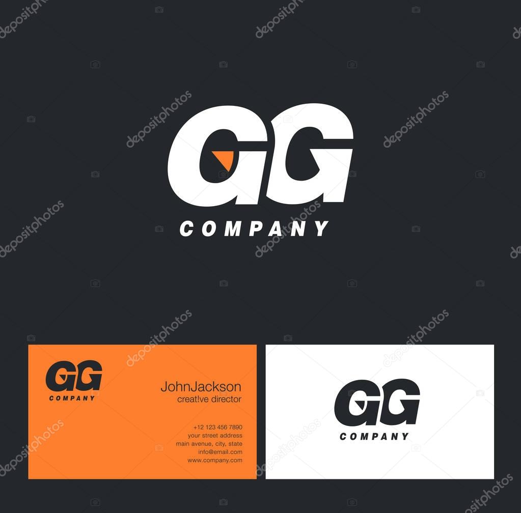 G & G Letter Logo, with Business Card Template Vector illustration