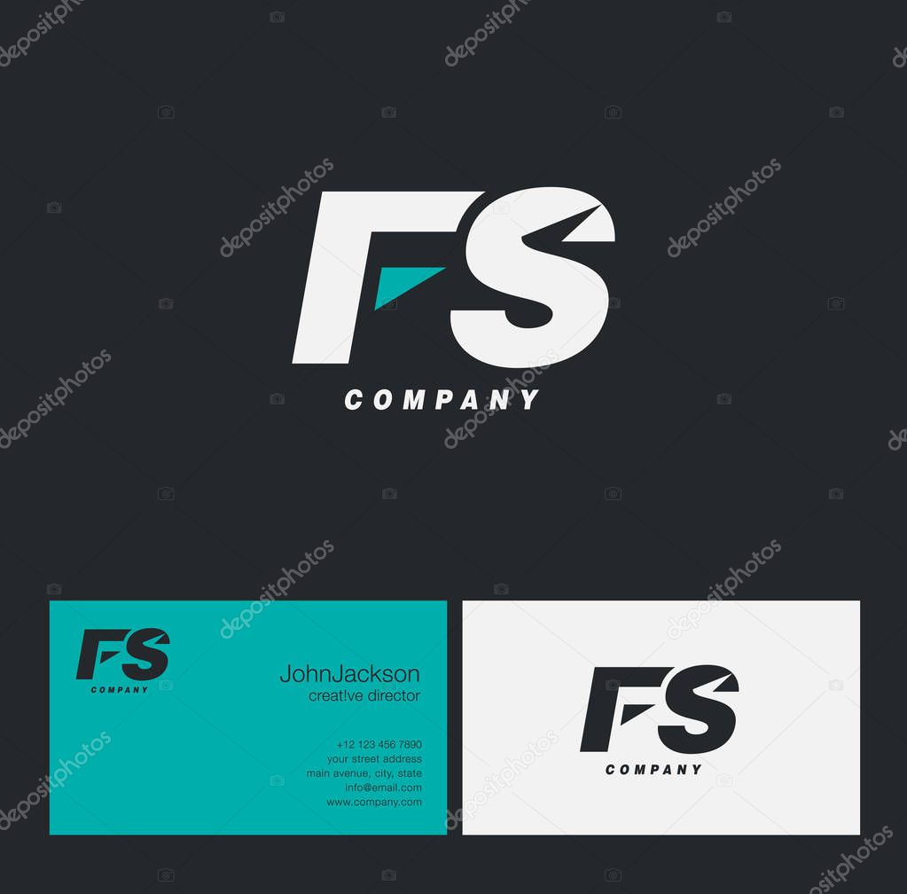 F & S Letter Logo, with Business Card Template Vector illustration