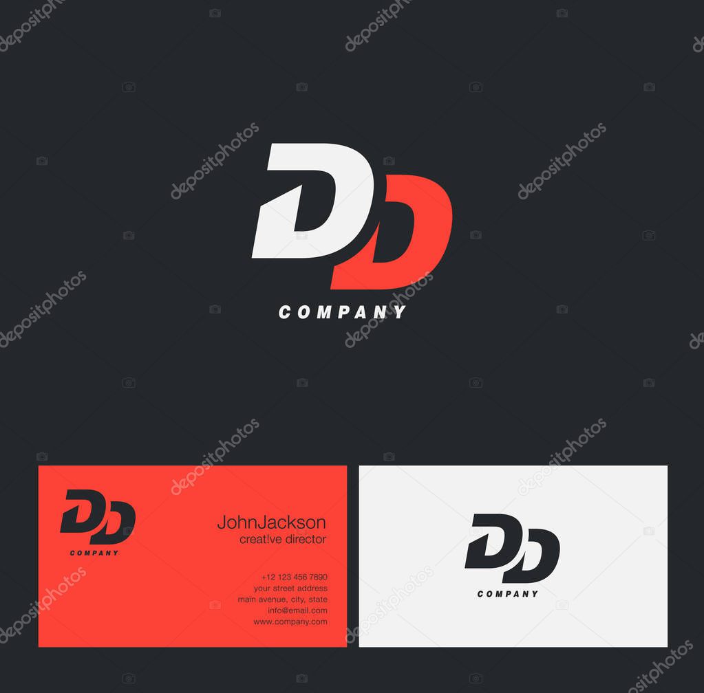 D & D Letter Logo, with Business Card Template Vector illustration