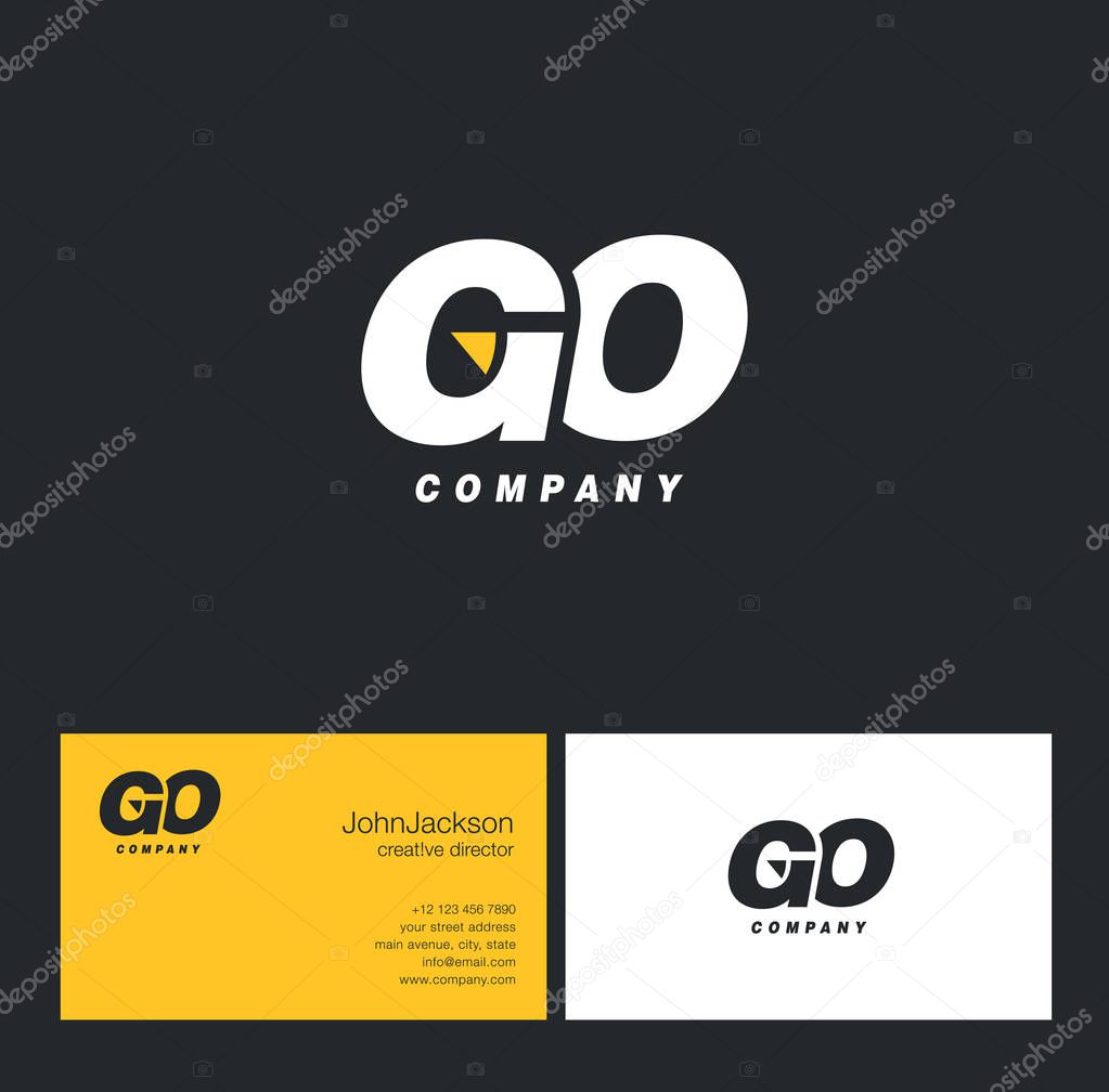 G & O Letter Logo, with Business Card Template Vector illustration