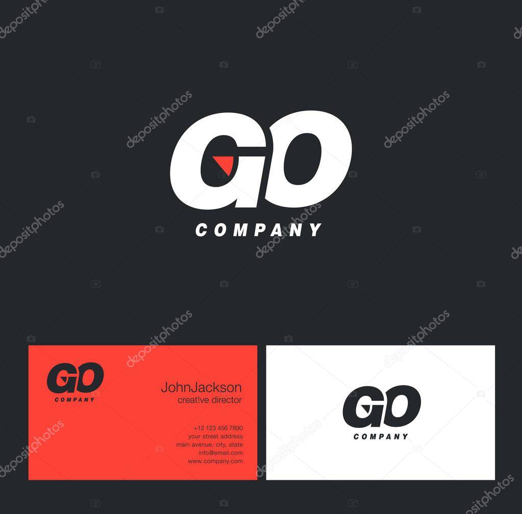 G & O Letter Logo, with Business Card Template Vector illustration