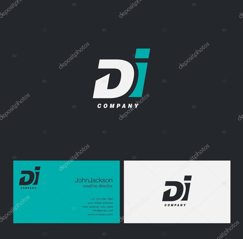 D & I Letter Logo, with Business Card Template Vector illustration