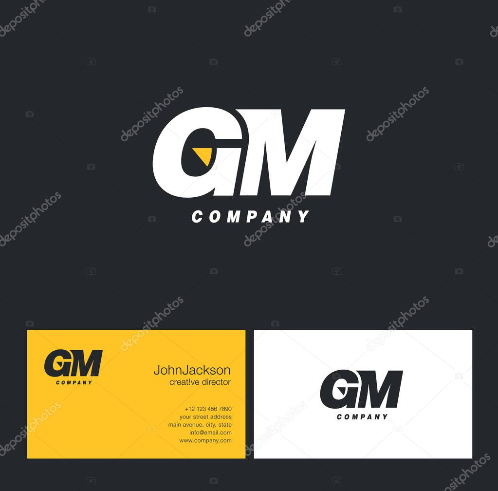 G & M Letter Logo, with Business Card Template Vector illustration
