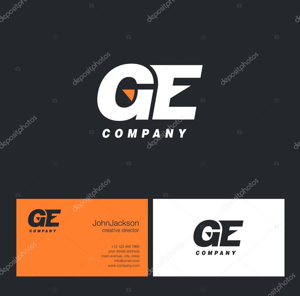 G & E Letter Logo, with Business Card Template Vector illustration