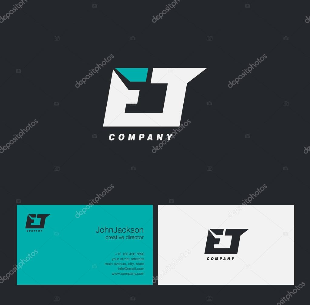 E & T Letter Logo, with Business Card Template Vector illustration