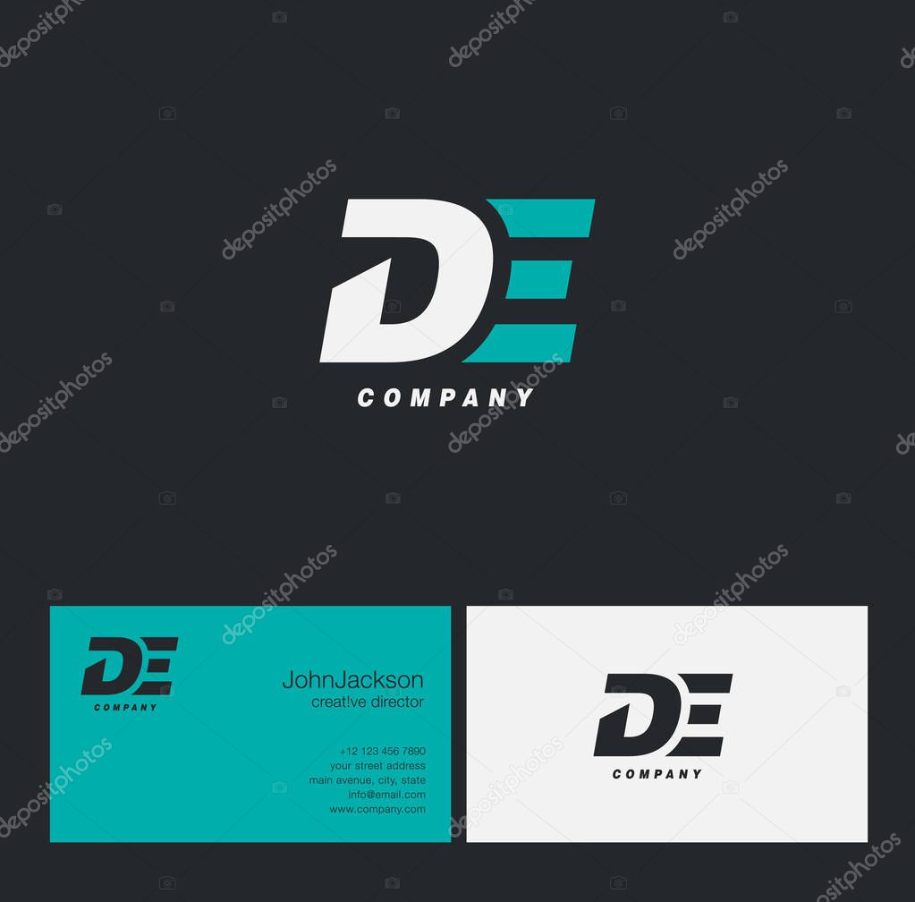 D & E Letter Logo, with Business Card Template Vector illustration