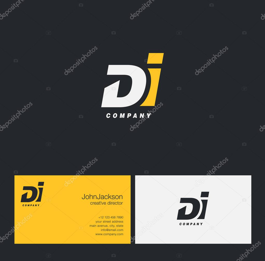 D & I Letter Logo, with Business Card Template Vector illustration