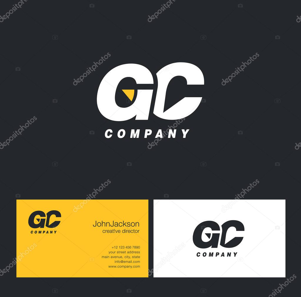 G & C Letter Logo, with Business Card Template Vector illustration