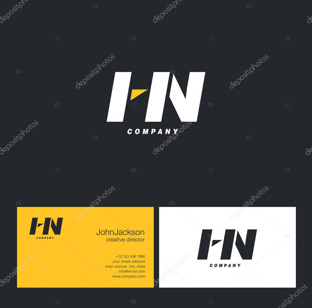 H & N Letter Logo, with Business Card Template Vector illustration