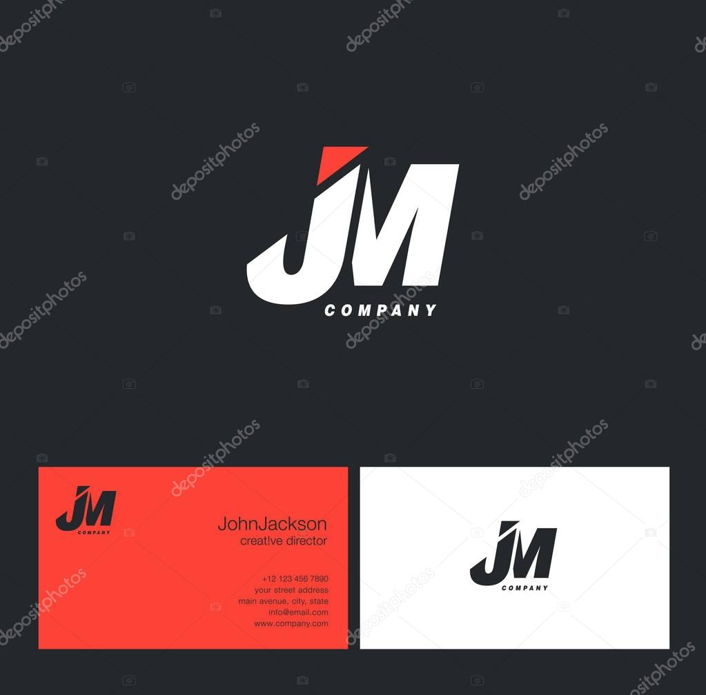 J & M Letter Logo, with Business Card Template Vector illustration