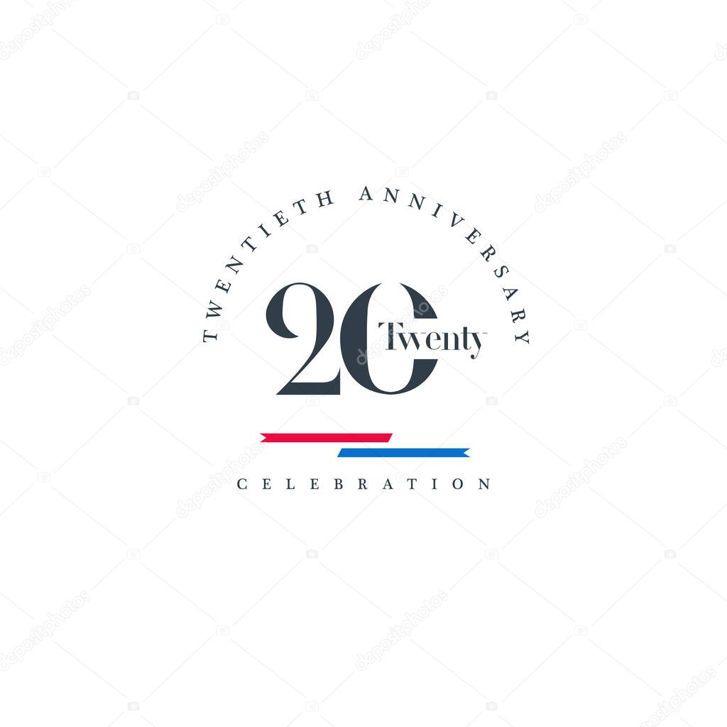 Twentieth Anniversary logo icon, Vector illustration template