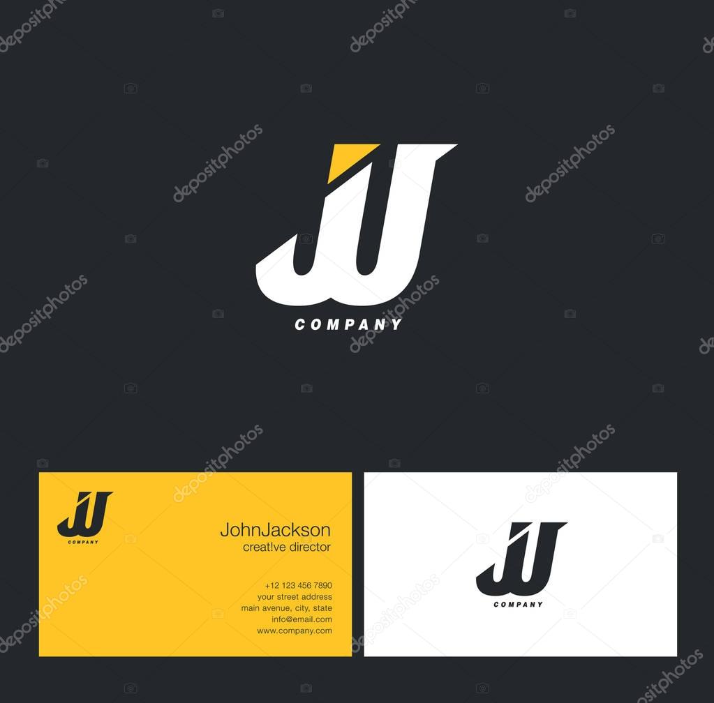 J & J Letter Logo, with Business Card Template Vector illustration