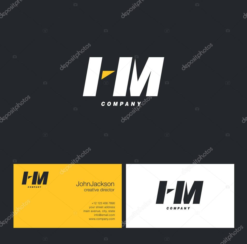 H & M Letter Logo, with Business Card Template Vector illustration