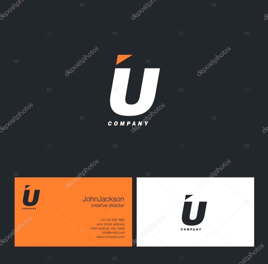 I & U Letter Logo, with Business Card Template Vector illustration