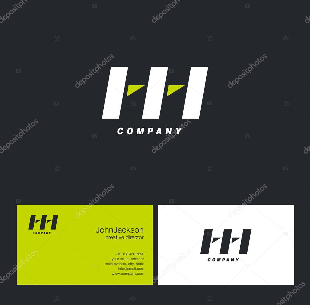 H & H Letter Logo, with Business Card Template Vector illustration