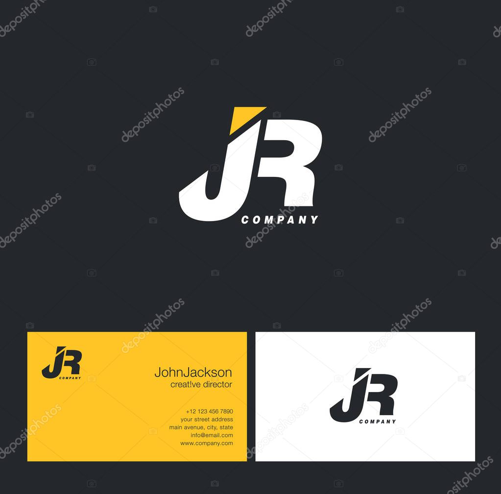 J & R Letter Logo, with Business Card Template Vector illustration