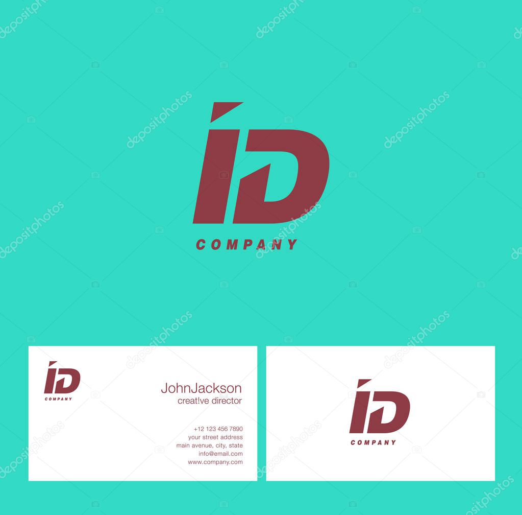 I & D Letter Logo, with Business Card Template Vector illustration