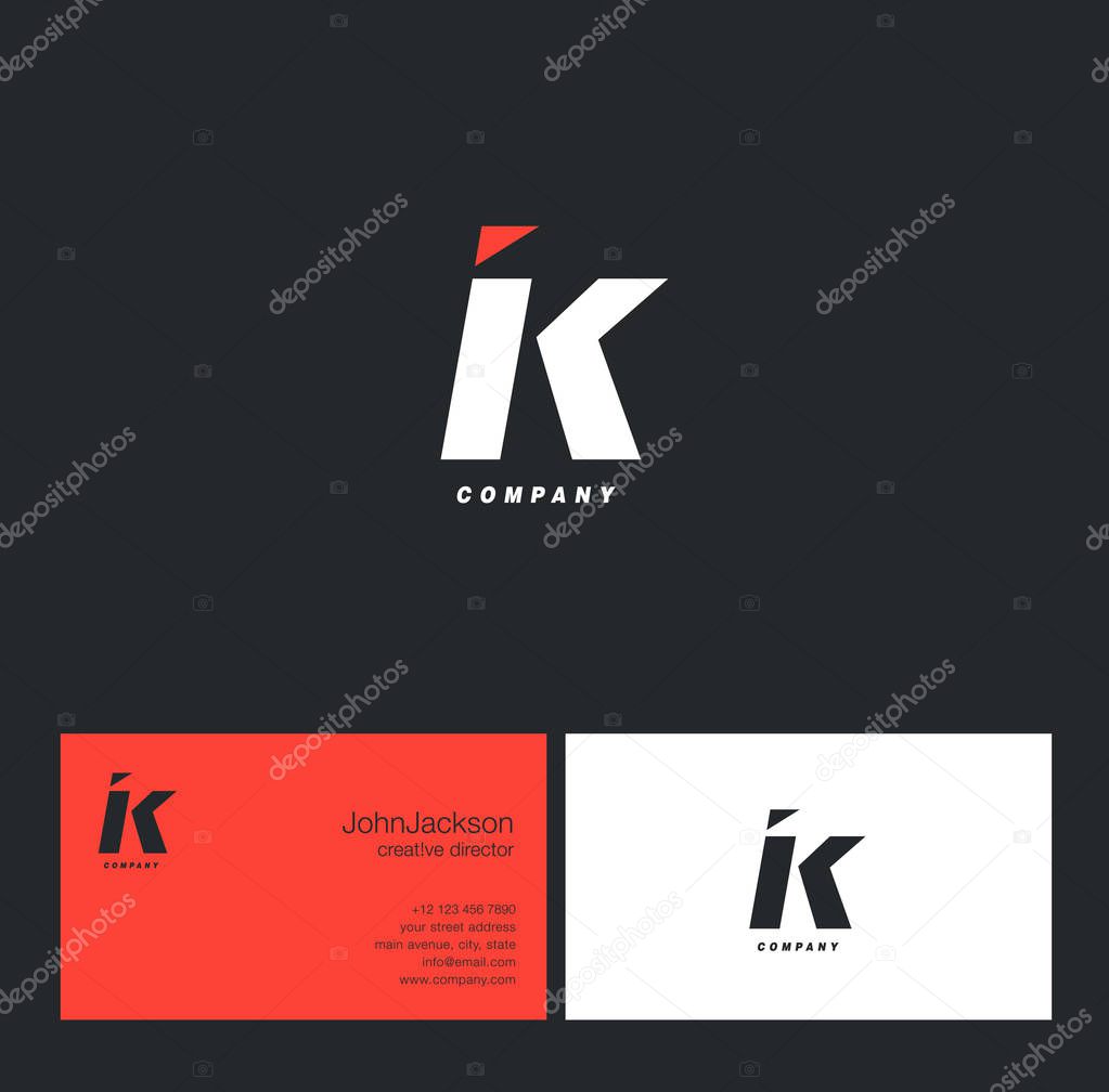 I & K Letter Logo, with Business Card Template Vector illustration