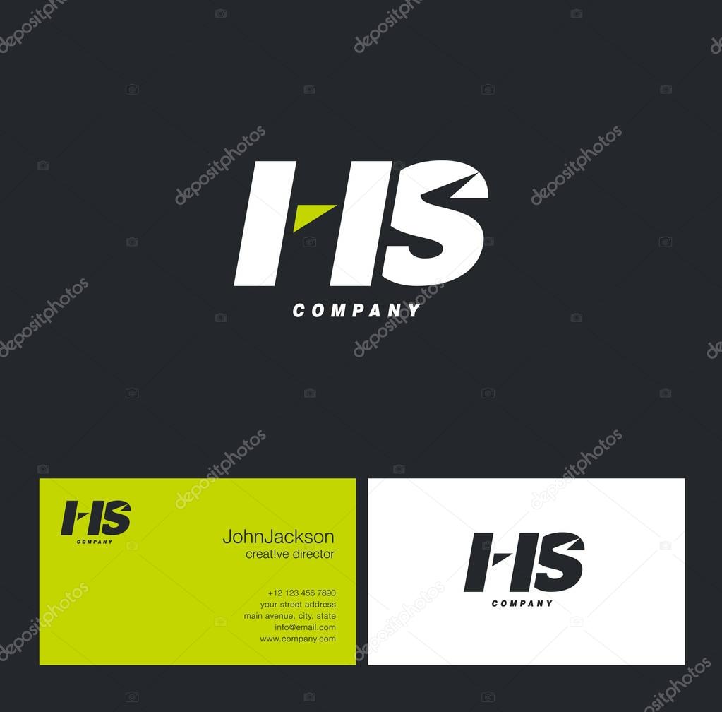 H & S Letter Logo, with Business Card Template Vector illustration