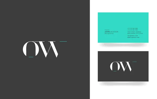 O & W Letter Logo — 스톡 벡터