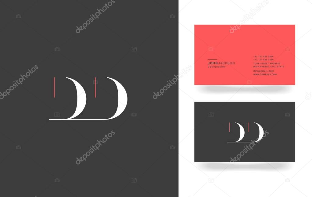 D & D Letter Logo, with Business Card Template Vector illustration