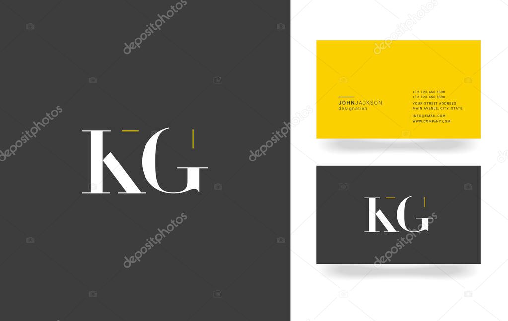 K & G Letter Logo, with Business Card Template Vector illustration
