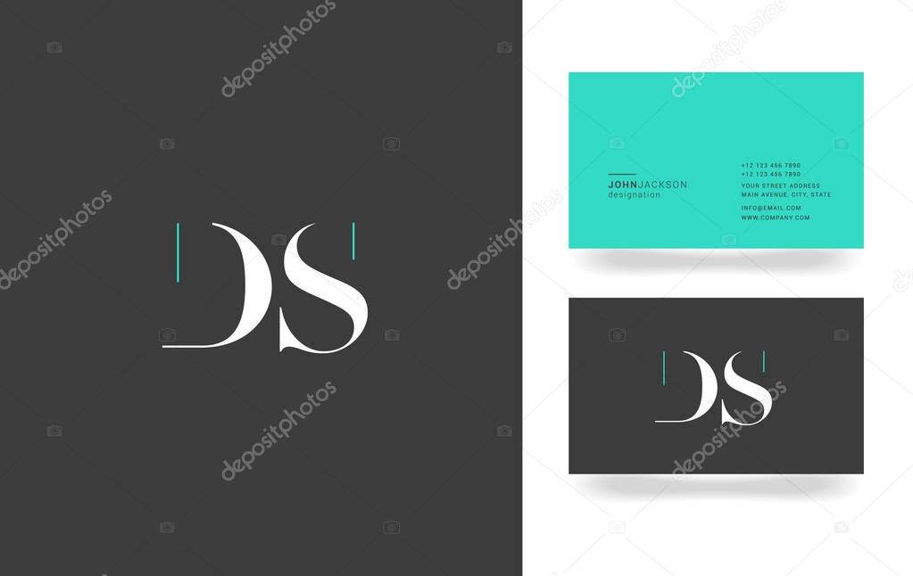 D & S Letter Logo, with Business Card Template Vector illustration